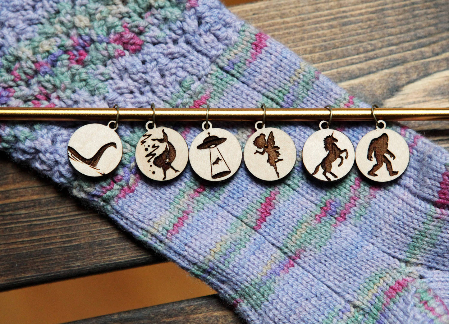 Sunrise Grove Cryptid Mythical Creatures Knitting Stitch Markers Set of 6 Stitch Markers