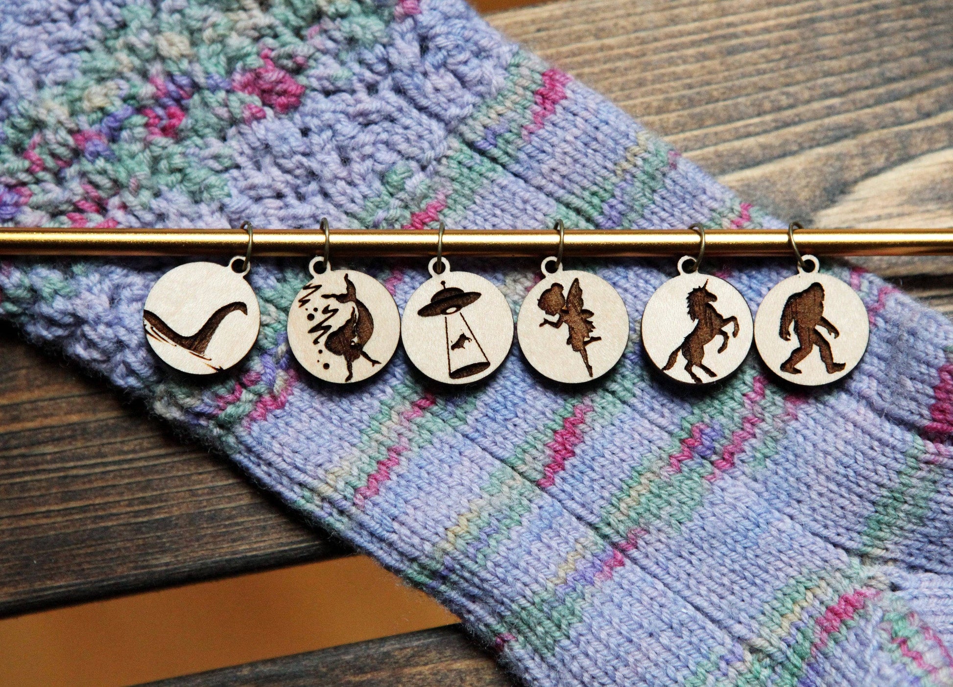 Sunrise Grove Cryptid Mythical Creatures Knitting Stitch Markers Set of 6 Stitch Markers