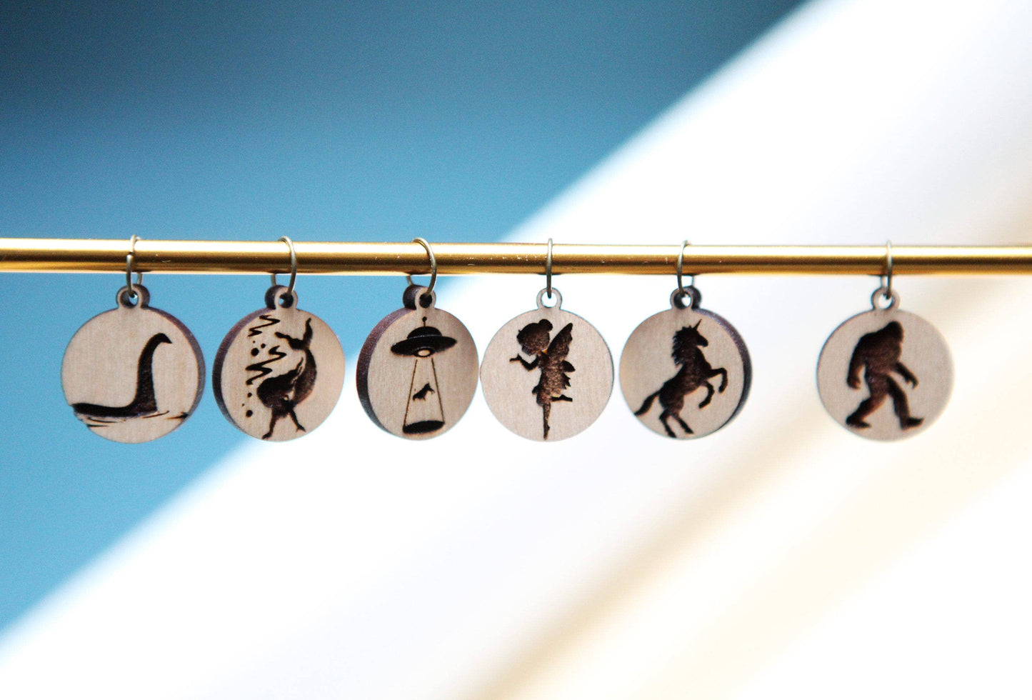 Sunrise Grove Cryptid Mythical Creatures Knitting Stitch Markers Set of 6 Stitch Markers