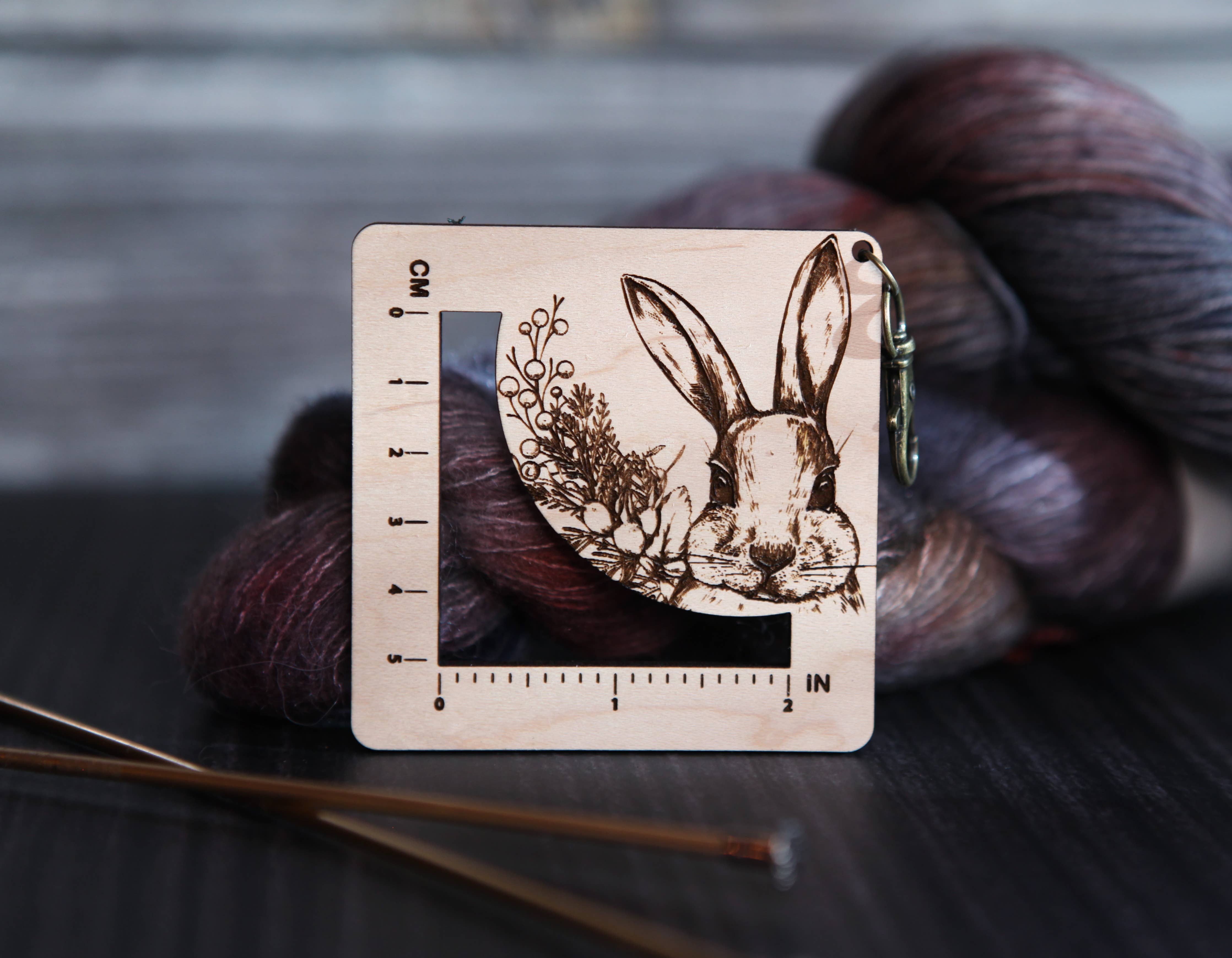 Forest Ruler Forest Rabbit Fiber Arts Swatch Ruler, Maple & Bronze Clasp ...