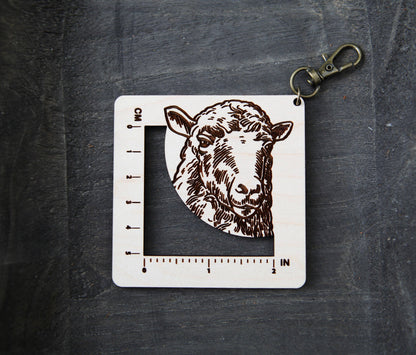 Sunrise Grove Maple Sheep Gauge Ruler with Bronze Clasp Gauge Rulers