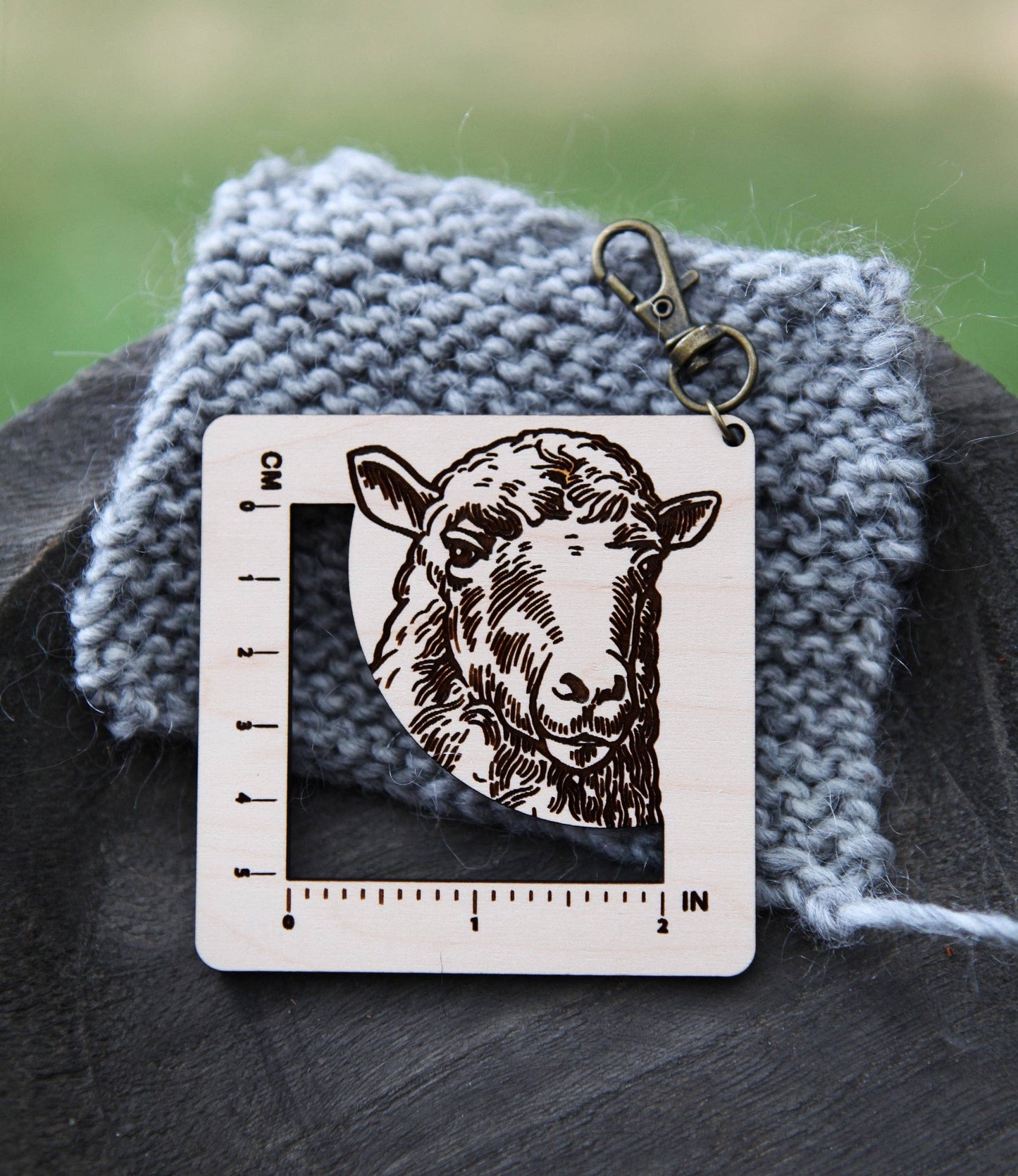 Sunrise Grove Maple Sheep Gauge Ruler with Bronze Clasp Gauge Rulers