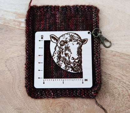 Sunrise Grove Maple Sheep Gauge Ruler with Bronze Clasp Gauge Rulers