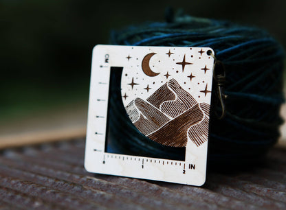 Sunrise Grove Moon & Stars Mountain Gauge Ruler for Knit & Crochet in Wood Notions and Tools