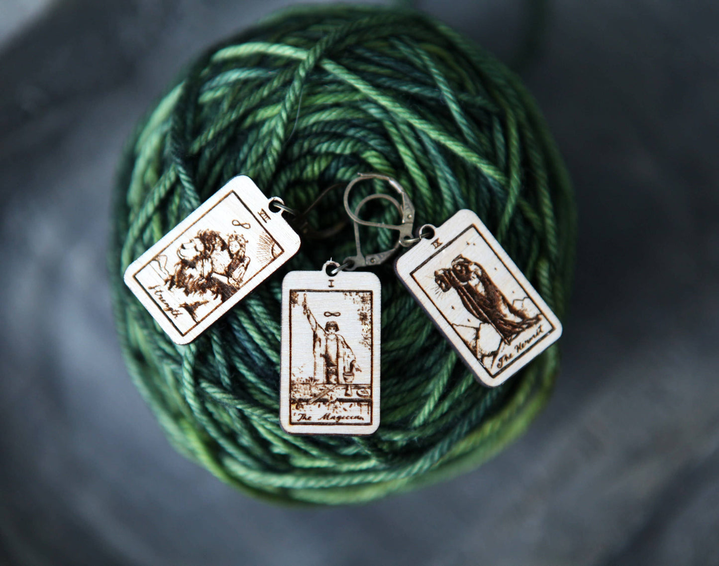 Sunrise Grove Tarot Knitting Progress Keepers & Crochet Markers Set of 3 - Hermit, Magician & Strength Stitch Markers