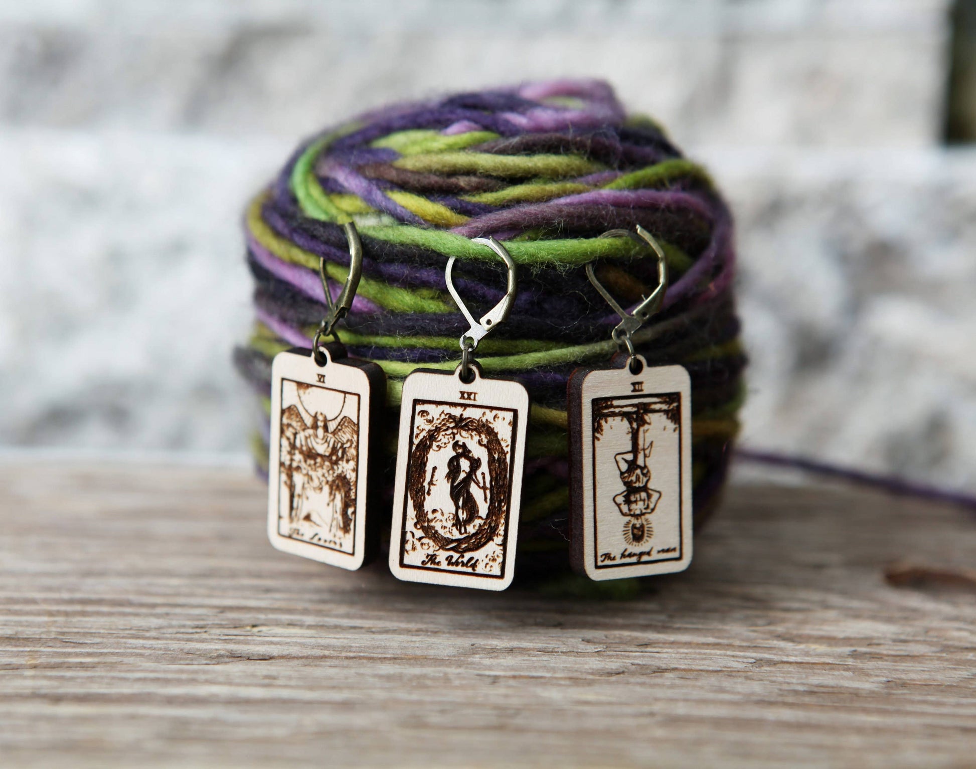 Sunrise Grove Tarot Knitting Progress Keepers & Crochet Markers Set of 3 - The Fool, Death & Temperance Stitch Markers