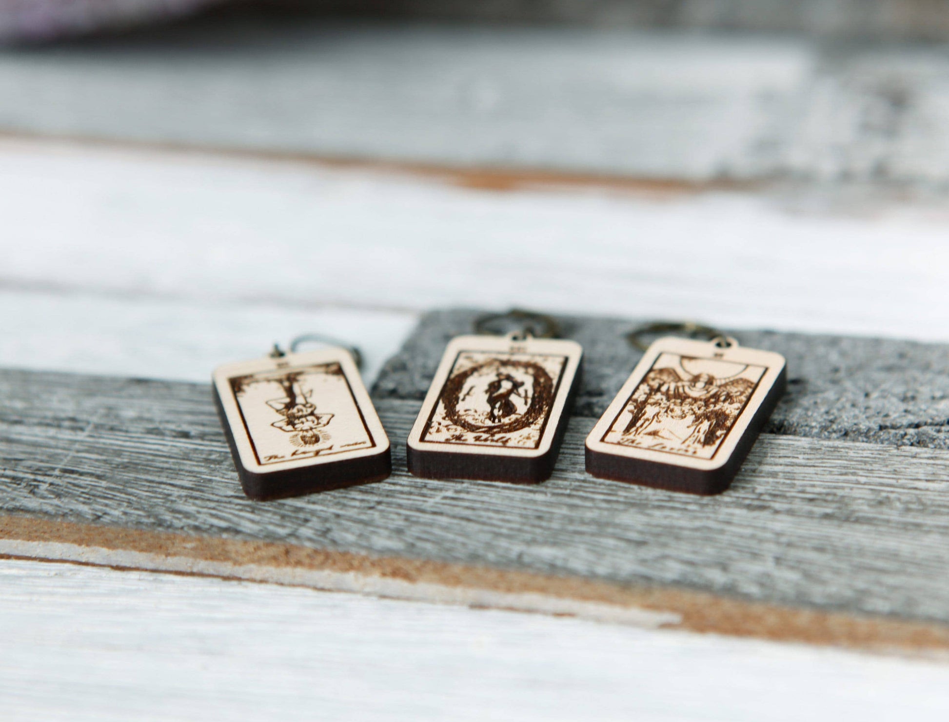 Sunrise Grove Tarot Knitting Progress Keepers & Crochet Markers Set of 3 - The World, The Lovers, The Hanged Man Stitch Markers