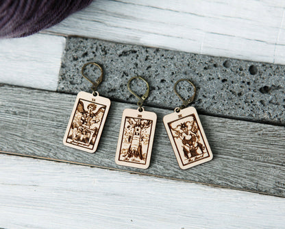 Sunrise Grove Tarot Knitting Progress Keepers & Stitch Markers Set of 3 Stitch markers