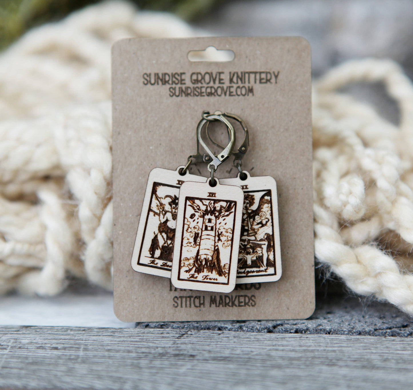 Sunrise Grove Tarot Knitting Progress Keepers & Stitch Markers Set of 3 Stitch markers