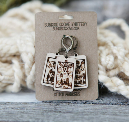 Sunrise Grove Tarot Knitting Progress Keepers & Stitch Markers Set of 3 Stitch markers