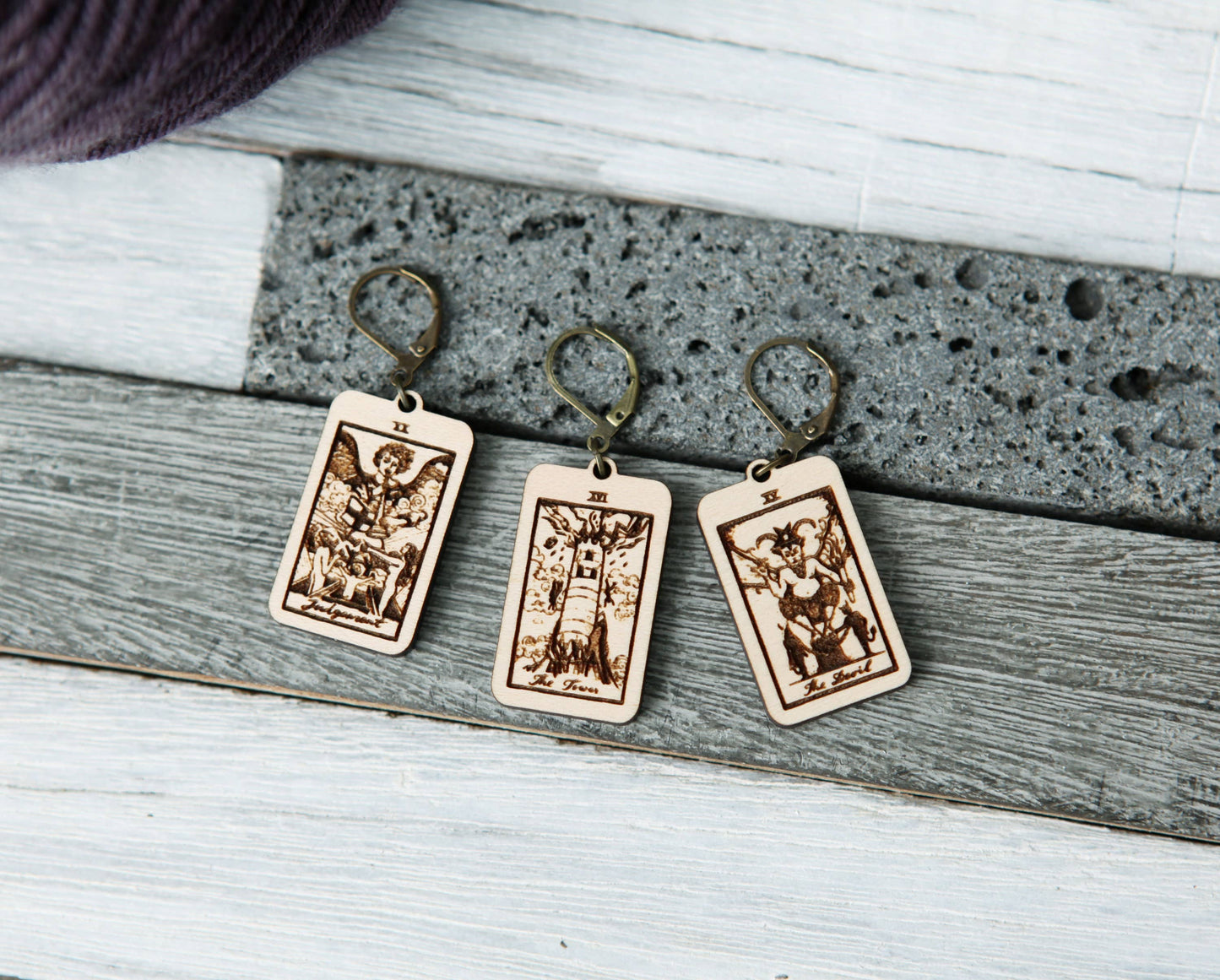Sunrise Grove Tarot Knitting Progress Keepers & Stitch Markers Set of 3 Stitch markers