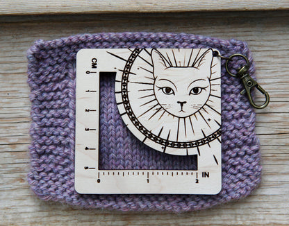 Sunrise Grove Witchy Cat Gauge Swatch Ruler for Knitting & Crochet Gauge Rulers