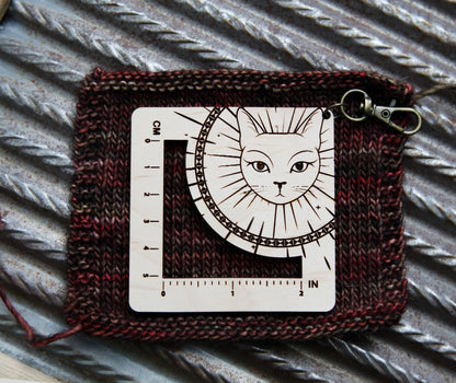 Sunrise Grove Witchy Cat Gauge Swatch Ruler for Knitting & Crochet Gauge Rulers