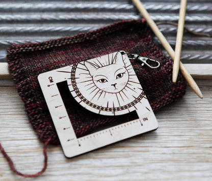 Sunrise Grove Witchy Cat Gauge Swatch Ruler for Knitting & Crochet Gauge Rulers