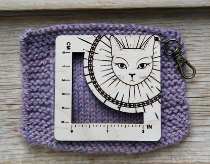 Sunrise Grove Witchy Cat Gauge Swatch Ruler for Knitting & Crochet Gauge Rulers