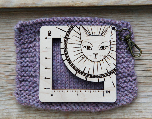 Sunrise Grove Witchy Cat Gauge Swatch Ruler for Knitting & Crochet Gauge Rulers