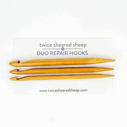 Twice Sheared Sheep Duo Wooden Repair Hooks - Set of 3 Needles