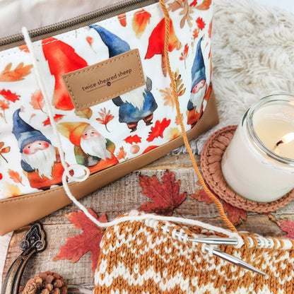 Twice Sheared Sheep Gnome Friends Trinity Bag – Medium Zippered Knitting Project Bag