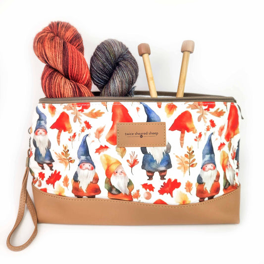 Twice Sheared Sheep Gnome Friends Trinity Bag – Medium Zippered Knitting Project Bag