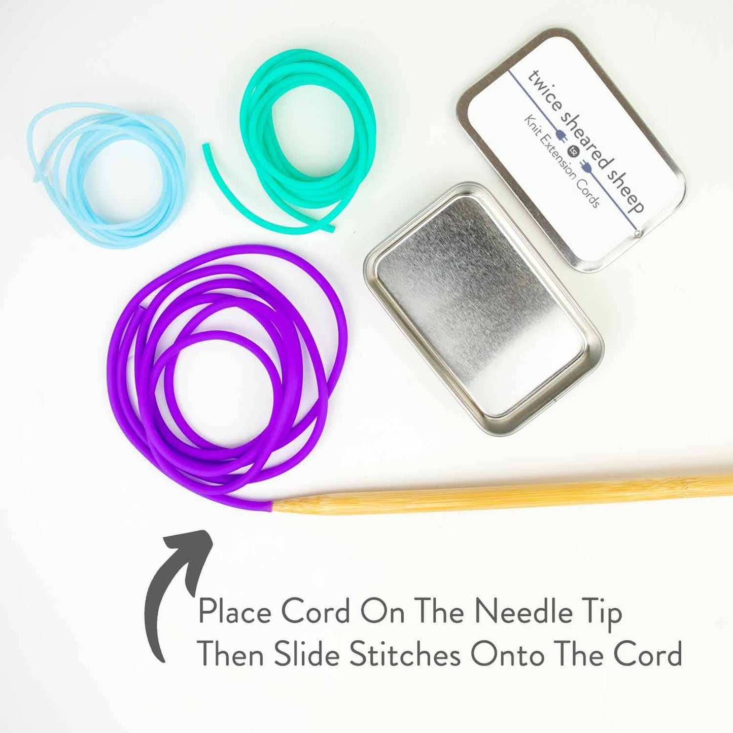 Twice Sheared Sheep Knit Extension Cords - Stitch Holder Cords Needle Holders