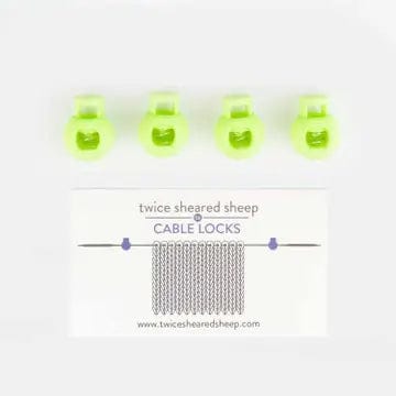 Twice Sheared Sheep Lime - Medium (up to US 8) Cable Locks - Circular Needle Cord Stops Cable Locks