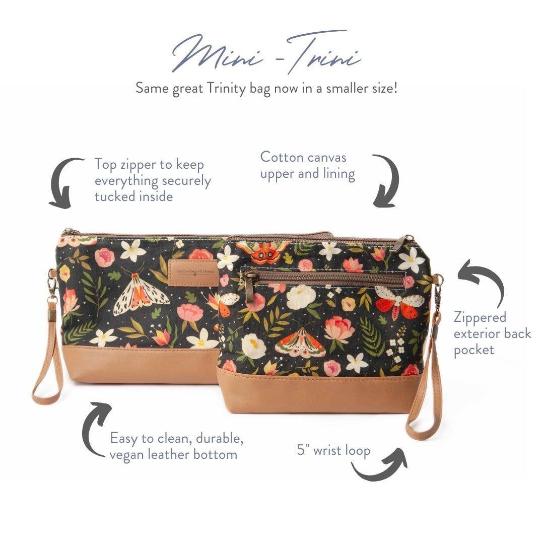Twice Sheared Sheep Mini Trini Bag – Small Zippered Sock Project Bag - Maisy the Highland Cow Tote Bags