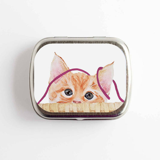 Twice Sheared Sheep Small (hinge style) Kitten Stitch Marker Storage Tin Notion Tins