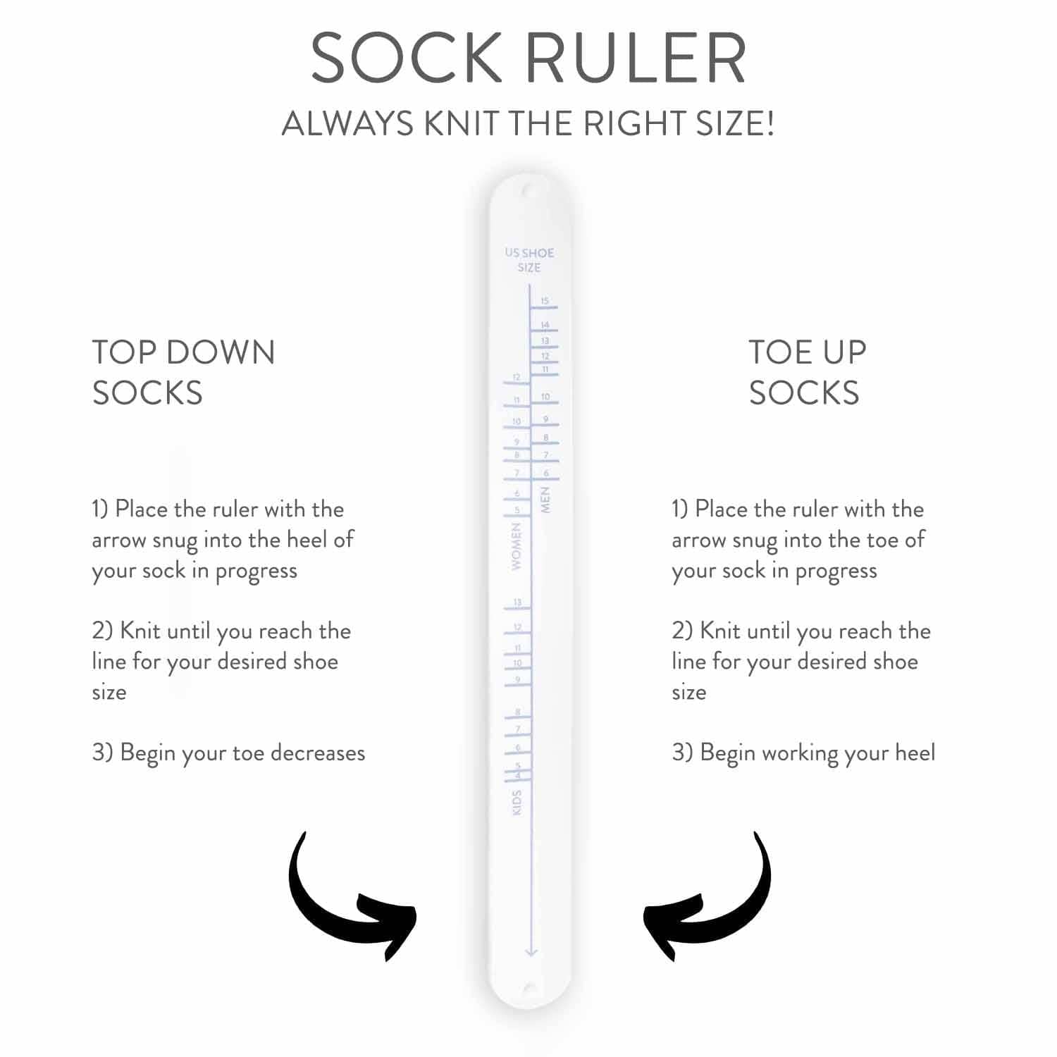 Twice Sheared Sheep Sock Ruler - Sock Sizing Bracelet Ruler: Lavender Sock Rulers