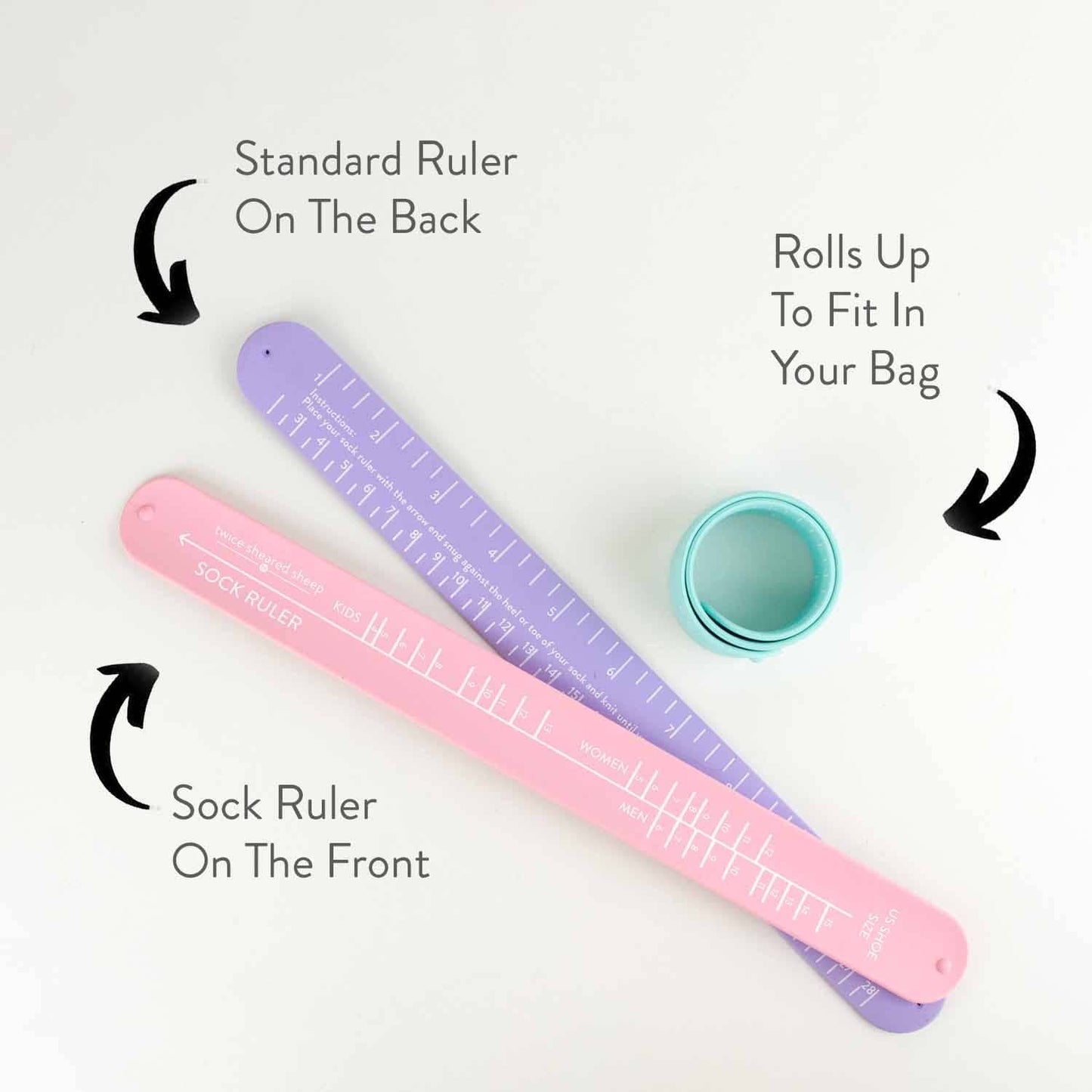 Twice Sheared Sheep Sock Ruler - Sock Sizing Bracelet Ruler: Lavender Sock Rulers