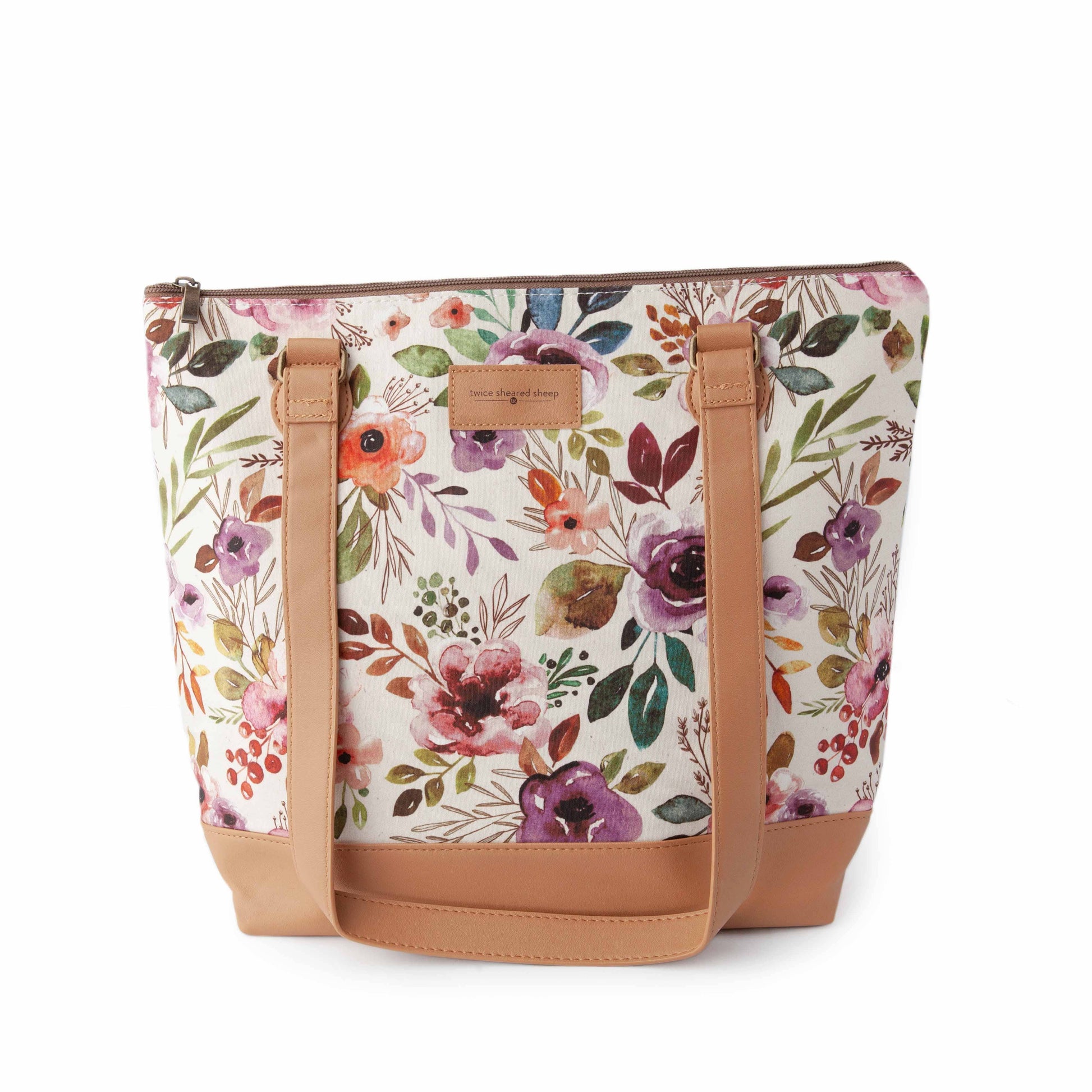 Twice Sheared Sheep Spring Floral Mega Trinity Bag – Large Zippered Knitting Project Bag