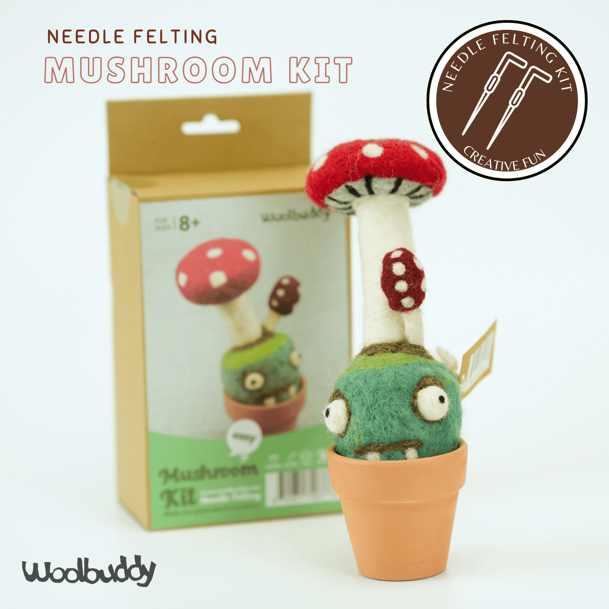Woolbuddy DIY Needle Felting Monster Kit – Mushroom