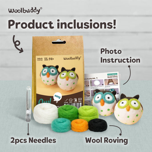 Woolbuddy Needle Felting Kit - DIY Owl Craft Kit for Beginners Craft Kits