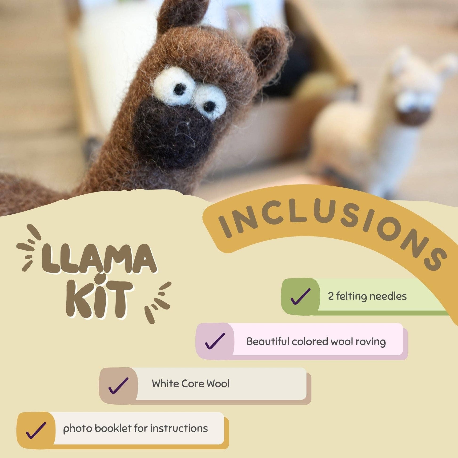 Woolbuddy Needle Felting Llama Kit Craft Kits