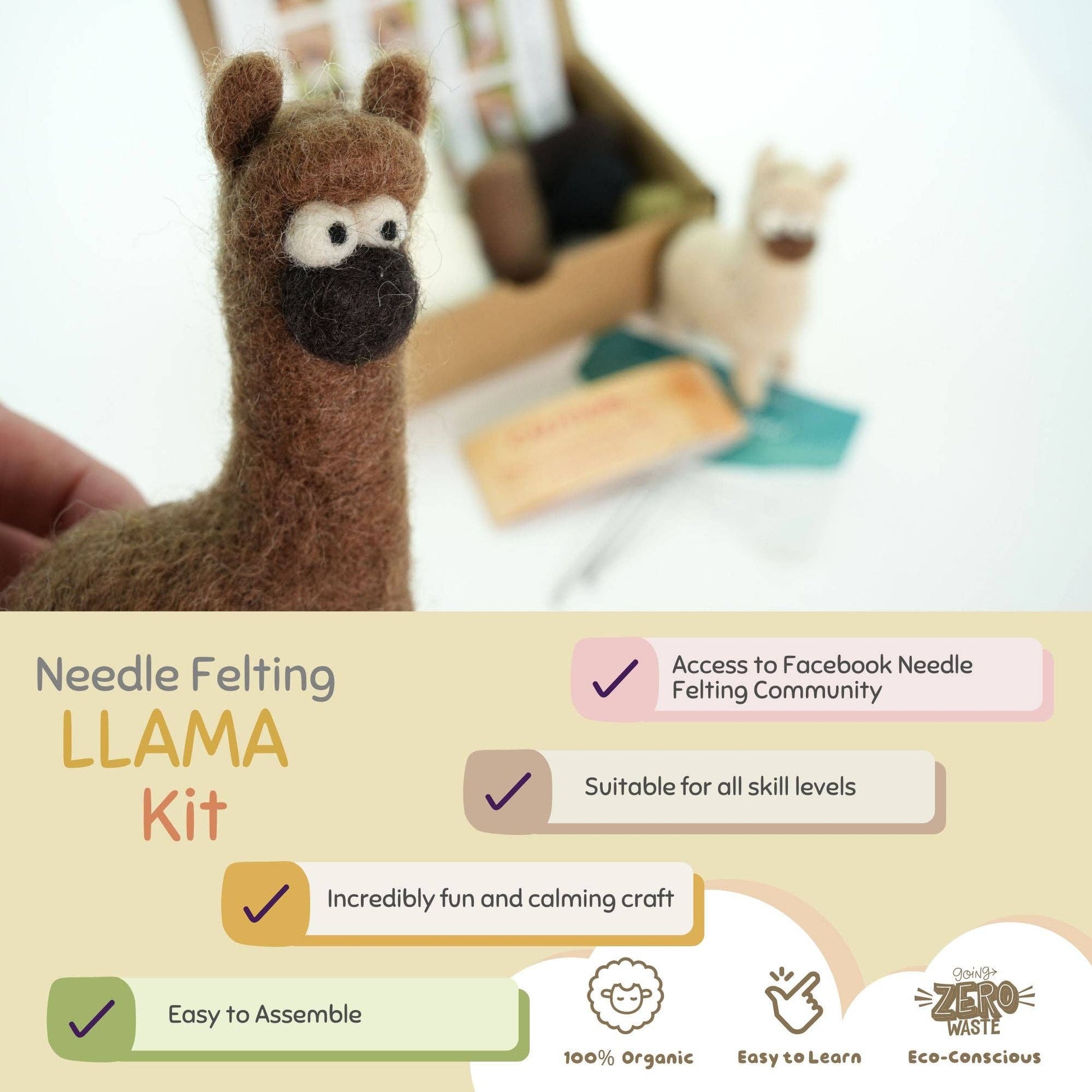 Woolbuddy Needle Felting Llama Kit Craft Kits