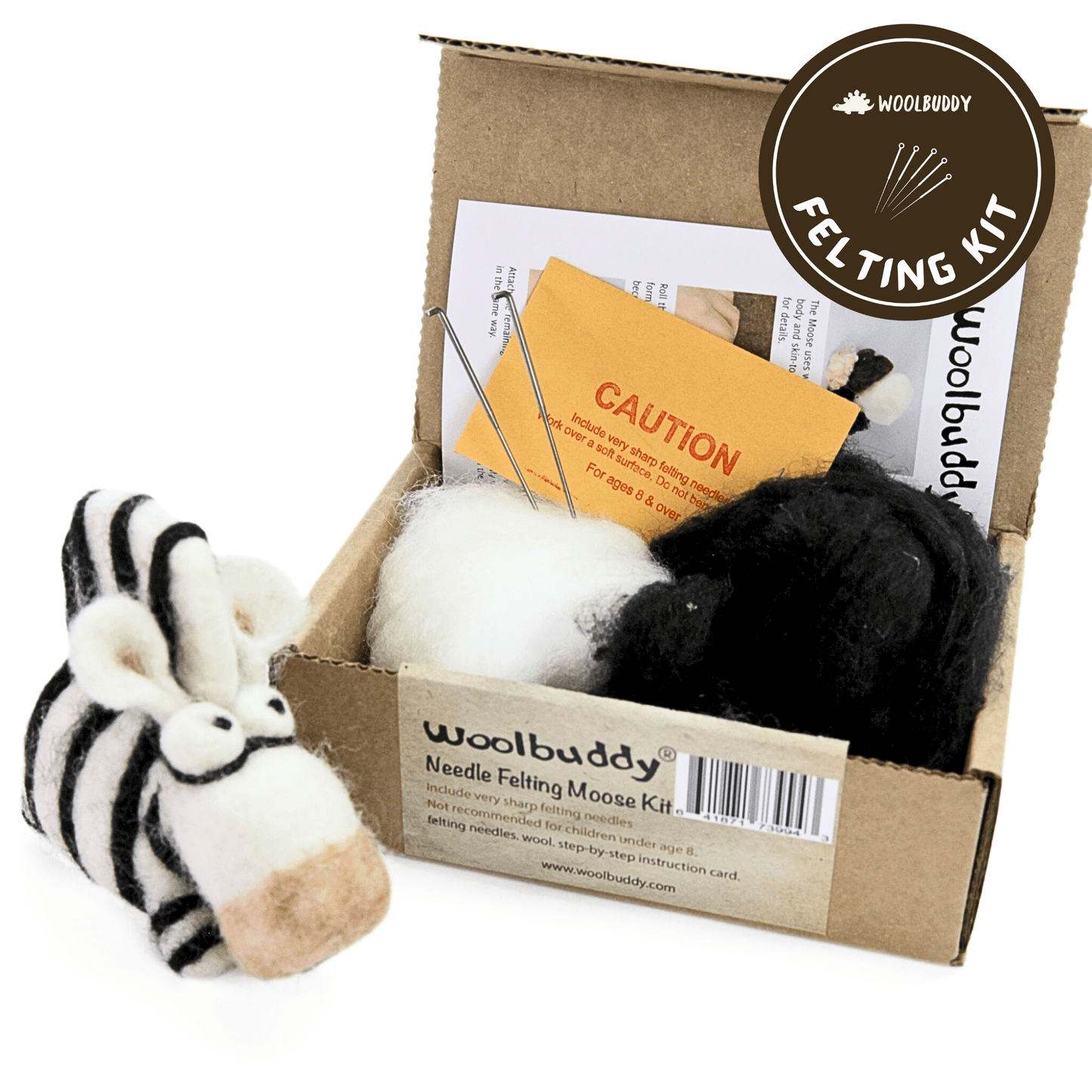 Woolbuddy Needle Felting Zebra Kit Craft Kits