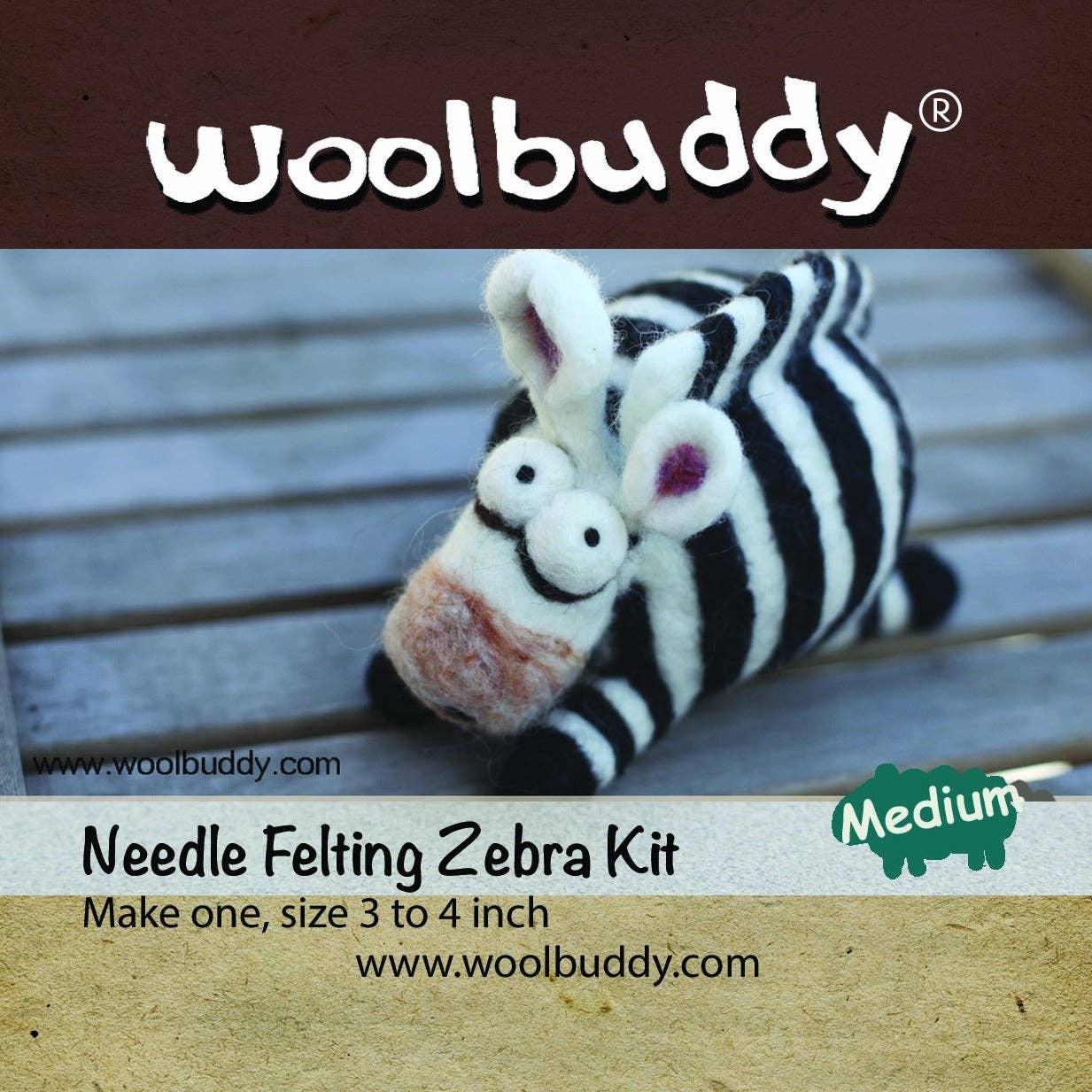 Woolbuddy Needle Felting Zebra Kit Craft Kits