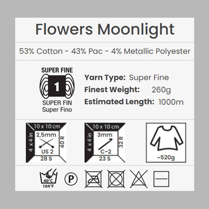 Yarn & Soul YarnArt Flowers Moonlight Glitter Cotton Yarn Yarn